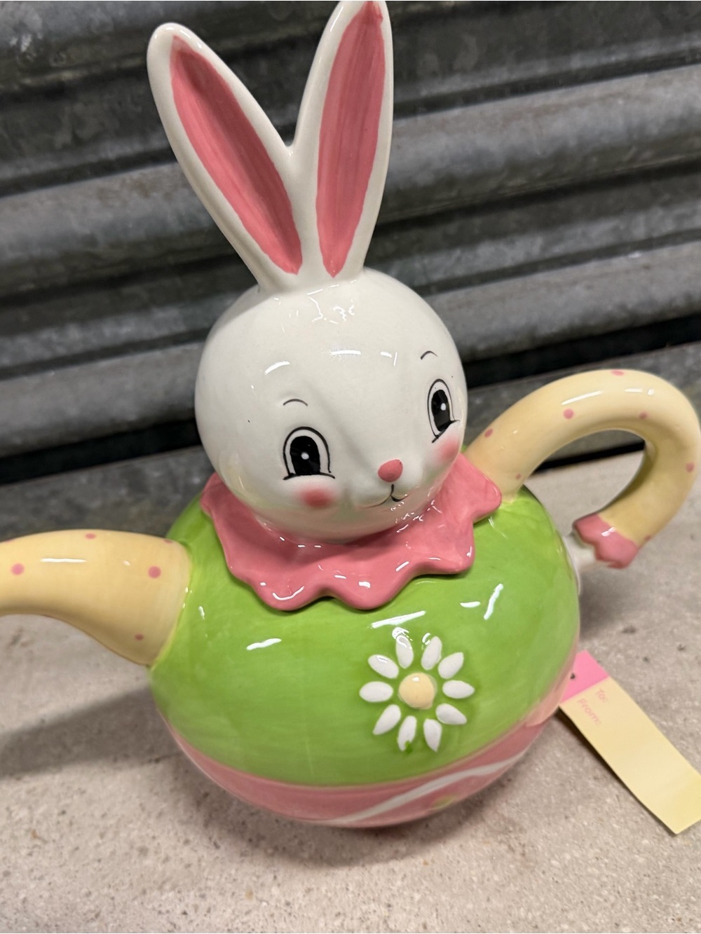 Cute Bunny Ceramic Teapot - Pink & Green new